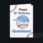 Grandson 10th Birthday Funny Baseball Face Card<br><div class="desc">Double digits call for a grand celebration! Our baseball-themed card with bouncing letters and the cool baseball character is a perfect fit for the tenth birthday. Inside,  discover a message that complements the concept of the inside message,  making it a milestone to remember for your grandson!</div>