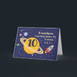Grandson 10th Birthday Planets in Outer Space Card<br><div class="desc">Turning 10 is out of this world,  especially when it is your grandson! Rocket ship,  planets and stars fill in the front of the card with the message as you count down to say Happy Birthday!</div>