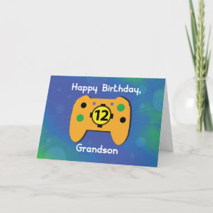 Grandson 12 Year Old Birthday Gamer Controller Card