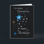 Grandson 19th Birthday Star Inspirational Black Card<br><div class="desc">For the upcoming 19th birthday celebration for your dearest grandson you can choose to give him this card to greet him a happy birthday. The inside shares an inspirational birthday message for him. Get him this card now!</div>