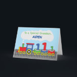Grandson 1st Birthday Colorful Train on Track Card<br><div class="desc">You grandson will remember this card as long as he lives and go back to his happy childhood day. He will remember this as the first ever birthday card he received that is personalized with his name. Give him this once he celebrates his 1st birthday.</div>