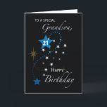 Grandson 21st Birthday Star Inspirational Black Card<br><div class="desc">As your grandson turns 21,  this inspirational birthday card celebrates with him. Encourage him to find his own true star and reach for it!</div>