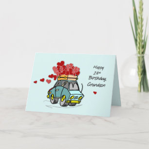 Grandson 23rd Birthday Car Load of Hearts Card