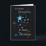 Grandson 29th Birthday Star Inspirational Black Card<br><div class="desc">The number 29 is contained inside the big blue star while white stars are scattered all around on the cover of this card. Now this one is tailor made for you grandson to give on his 29th birthday.</div>