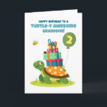 Grandson 2nd Birthday Cute Turtle with Presents Card<br><div class="desc">Celebrate your grandson’s 2nd birthday with this adorable turtle card. A cheerful green turtle carries a stack of colourful presents while little friends – a bee,  ladybug,  and caterpillar – join the fun. Perfect for any turtle-loving two-year-old to bring birthday smiles and joy.</div>