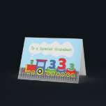 Grandson 3rd Birthday Colourful Train on Track Card<br><div class="desc">Add core colour to an already colourful and fun day. Be ready with this card and give this to your dearest grandson on the celebration of his 3rd birthday that will be happening sooner. He will definitely love the fun greeting this card brings.</div>