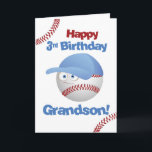 Grandson 3rd Birthday Funny Baseball Face Card<br><div class="desc">Step up to the plate for a grand slam celebration with our vibrant baseball card. The bouncing letters add extra fun to wish your grandson a fantastic third birthday. A home run of happiness awaits!</div>