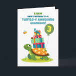 Grandson 3rd Birthday Personalize Cute Turtle Card<br><div class="desc">Celebrate your grandson’s 3rd birthday with a personalized turtle card featuring his name on the front. A happy turtle carries presents with a bee,  ladybug,  and caterpillar to bring extra smiles to his special day.</div>
