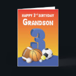 Grandson 3rd Birthday Sports Balls Card<br><div class="desc">It’s going to be your grandson’s 3rd birthday soon. And for a special boy like him,  this sports balls card would be the most fitting to give him on his special day. Grab this card today!</div>