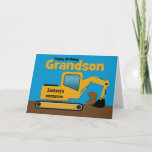 Grandson 3rd Birthday Yellow Excavator Add Name Card<br><div class="desc">A fun third birthday card for a grandson who loves construction equipment and earth movers. It has a yellow digger on the front with an area on the cab where you can change the name of the construction company to your grandson's name. The number 3 is being scooped up in...</div>