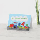 Grandson 4th Birthday Colorful Train on Track Card<br><div class="desc">This card will never fail to bring fun and color to your grandson’s day once you hand him this to greet him on his 4th birthday. The colorful train on the front is chugging towards his direction to send fun greetings.</div>