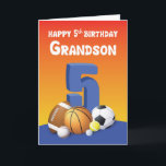 Grandson 5th Birthday Sports Balls Card<br><div class="desc">Greet you grandson a happy 5th birthday and share with him a funny message when he celebrates this day. To do that,  you can simply send him this card when his special day arrives.</div>