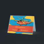 Grandson, 5th Birthday with Helicopter Card<br><div class="desc">Helicopters are a popular theme among boys this age. This is a brightly coloured helicopter,  sure to catch your grandson’s attention on his 3rd birthday!</div>