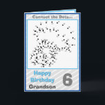 Grandson 6th Birthday Puzzle Card<br><div class="desc">Grandson 6th Birthday Puzzle Card. A unique and fun card that has a connect the dots puzzle on the front of the card is a picture of a little boy and a parachute balloon. Change the age on the card front. It is recommended to buy MATTE FINISH so that it...</div>