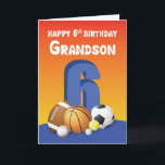 Grandson 6th Birthday Sports Balls Card<br><div class="desc">You should better get this card today to give your dear grandson when he turns 6 years old soon. Inside is fun message that will surely make his day more fun. The sports balls on the front will definitely make the sports lover in him happier.</div>