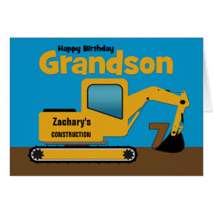 Grandson 7th Birth Yellow Excavator Ajouter un nom