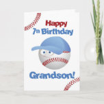 Grandson 7th Birthday Funny Baseball Face Card<br><div class="desc">Funny card to send to your grandson on his 7th birthday. He will enjoy the baseball as the head,  wearing a hat with google eyes. Let him know what a hit he is with you!</div>