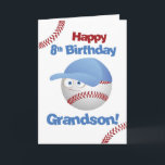 Grandson 8th Birthday Funny Baseball Face Card<br><div class="desc">Join the birthday league of champions with our baseball-themed card for the eighth birthday. The bouncing letters and the baseball character add a touch of fun. Celebrate a home run of joy with a special inside message that will score big with your eight-year-old star!</div>