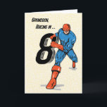 Grandson 8th Birthday Superhero Card<br><div class="desc">This superhero,  carrying the number 8,  is racing to let a special grandson know that you think so much of him - that he is a superhero! Perfect card to send to your grandson who is turning 8 years old.</div>