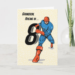 Grandson 8th Birthday Superhero Card