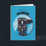 Grandson 9th Birthday Train, Boy, Blue Card<br><div class="desc">Your Grandson will love to receive this cute train on his 9th Birthday. Send him your good wishes on his special day with this funny design in blue,  white,  red and black colours.</div>