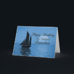 Grandson, a moonlight yacht birthday card<br><div class="desc">Send birthday greetings with this beautiful card. A yacht sails past a big blue moon,  over a tranquil ocean. A great card for a yachtsman or sailor.</div>