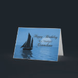 Grandson, a moonlight yacht birthday card<br><div class="desc">Send birthday greetings with this beautiful card. A yacht sails past a big blue moon,  over a tranquil ocean. A great card for a yachtsman or sailor.</div>