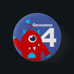 Grandson alien boys name age 4 button<br><div class="desc">Kids Birthday friendly alien badge / button customize with the age and relative or name of your choice.</div>