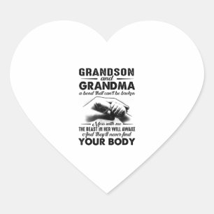 Grandson and grandma bond that cant be broken gift heart sticker