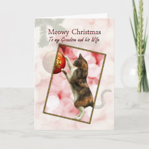 Grandson and his wife, Meowy Christmas Holiday Card