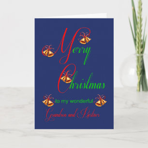 Grandson and Partner Christmas Scrolls Holiday Card
