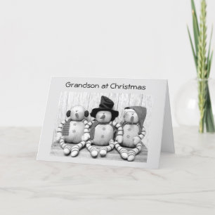 **GRANDSON** AT CHRISTMAS FROM CUTE SNOWMEN HOLIDAY CARD
