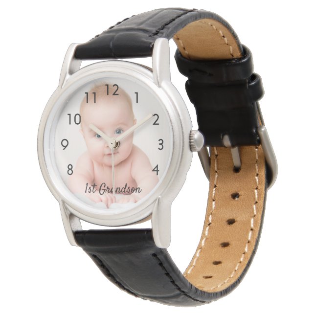 Grandson baby photo grandfather watch (Angled)