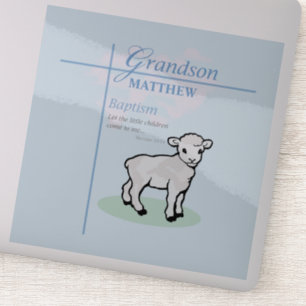 Grandson Baptism Blue Boy Lamb Personalized