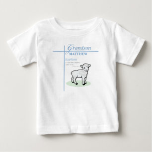 Grandson Baptism Blue Boy Lamb Personalized Baby T-Shirt
