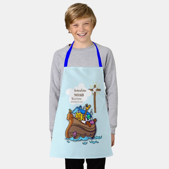 Grandson Baptism Noah's Ark Personalized Apron (Worn)