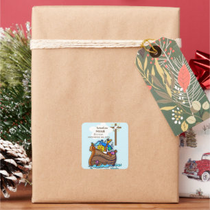 Grandson Baptism Noah's Ark Personalized Square Sticker