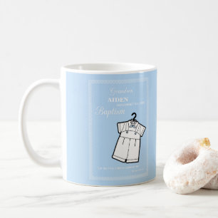 Grandson Baptism Suit on Baby Blue Personalized Coffee Mug