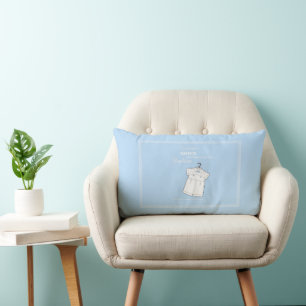 Grandson Baptism Suit on Baby Blue Personalized Lumbar Pillow