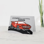 Grandson Birthday Age 7 Red Sports Car Card<br><div class="desc">Cars are one of your grandson’s favourite things. That one reason would be enough to make us believe that this red sportscar card will be perfect for greeting him a happy 7th birthday. Personalize the front now with his name and order your copy to give him.</div>