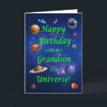 Grandson Birthday Best in the Universe  Card<br><div class="desc">Give your space loving grandson the best birthday card ever! Tell your grandson that he is the best in the universe. A space scene with all the planets and the moon aligning to wish a very happy birthday.</div>