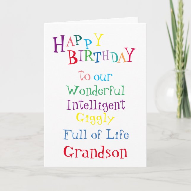 grandson birthday card.boys.sons.male card (Front)