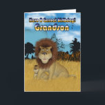 Grandson Birthday Card - Lion And Cub<br><div class="desc">Grandson Birthday Card - Lion And Cub</div>
