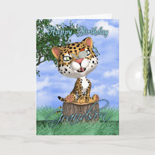 Grandson Birthday Card With Cute Jaguar And Butter