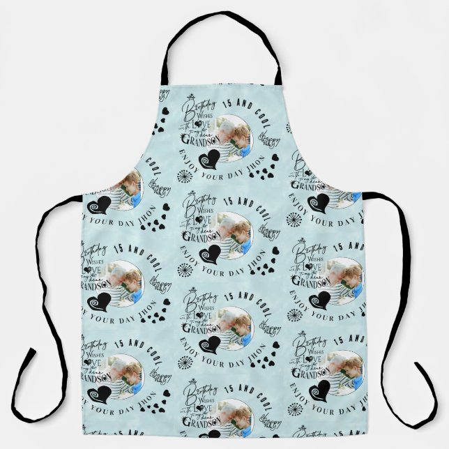 Grandson Birthday Custom Photo Minimalist Apron (Front)