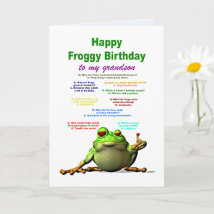 Grandson, Birthday, Frog Jokes Card