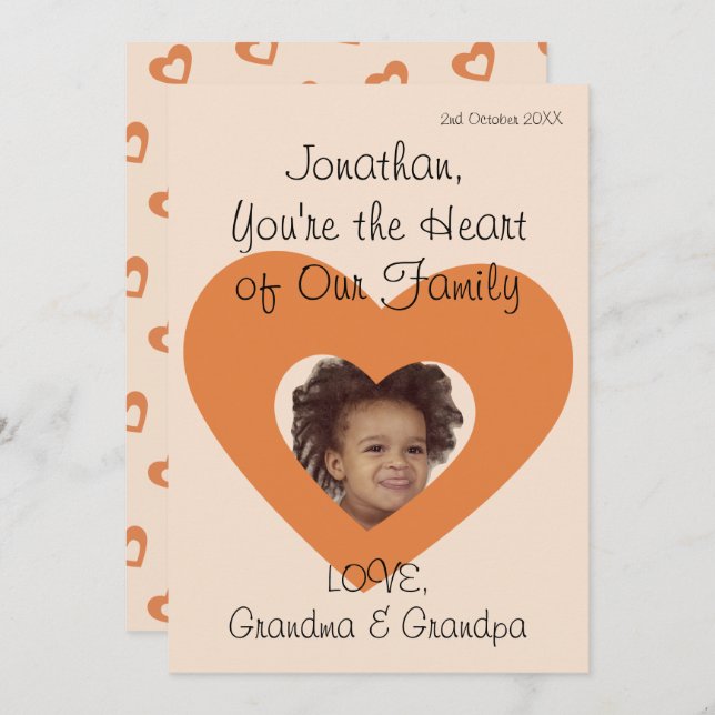 Grandson Birthday Greeting Rustic Simple Photo  Holiday Card (Front/Back)