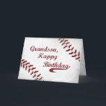 Grandson Birthday Large Grunge Baseball, Sport Card<br><div class="desc">A great card for a boy or man who loves Baseball. A baseball-look design with red stitching to wish your Grandson a very Happy Birthday.</div>