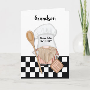 Grandson Birthday Whimsical Gnome Baker Baking Card