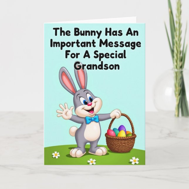 Grandson Bunny Message Card (Front)